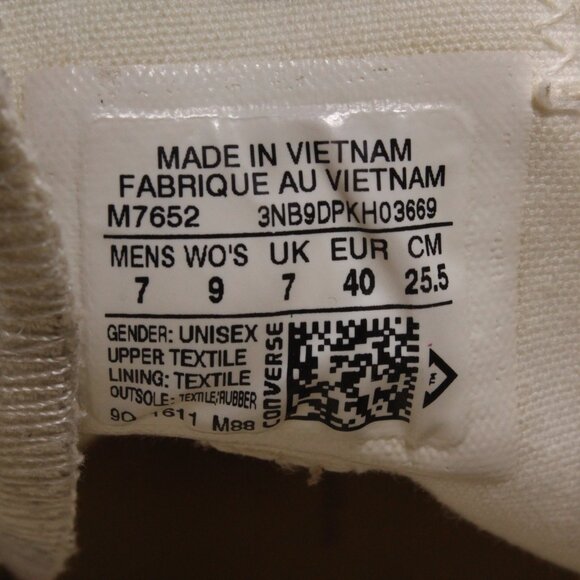 Converse Chuck Taylor All Star Low Top White Casual Shoes M7652 Women's Size 9 - Picture 11 of 11